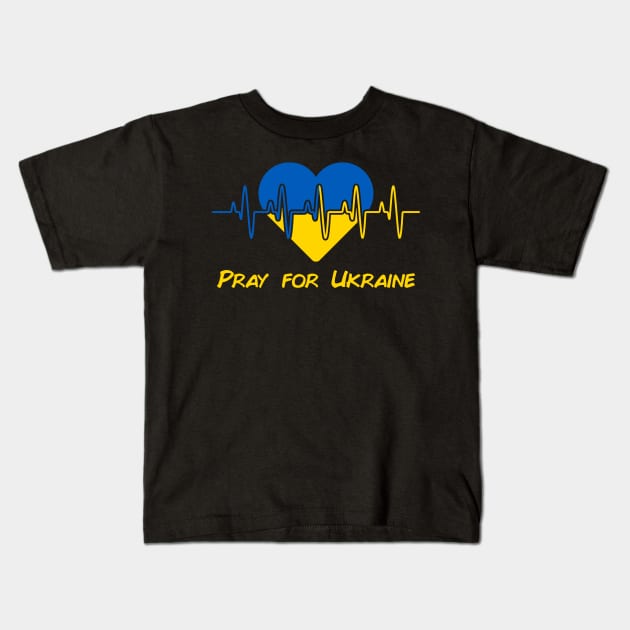 Pray for Ukraine Kids T-Shirt by LMW Art